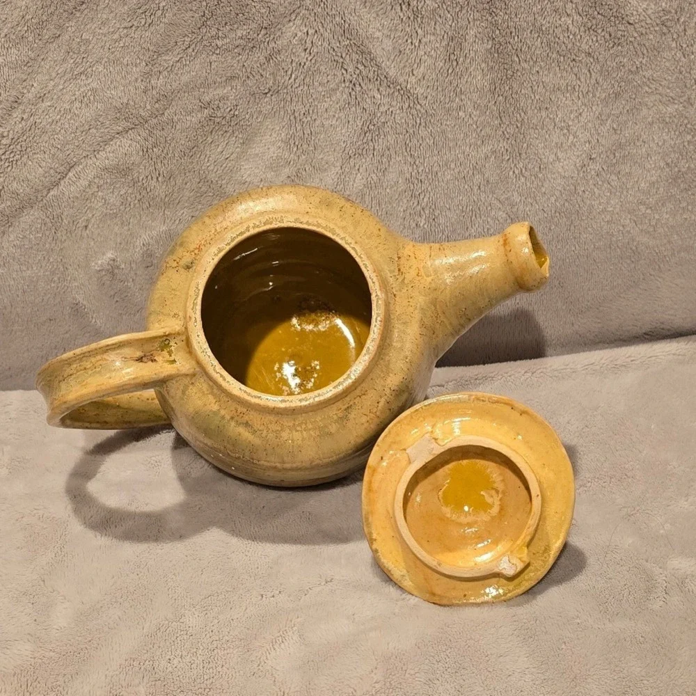 Vintage 1972‎ Moore Signed Studio Pottery Teapot Tan Brown Glazed Stoneware MCM